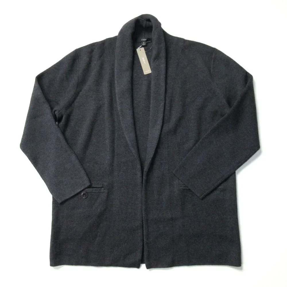 NWT J.Crew Camille Sweater Blazer in Heather Coal Shawl Collar Open Cardigan S